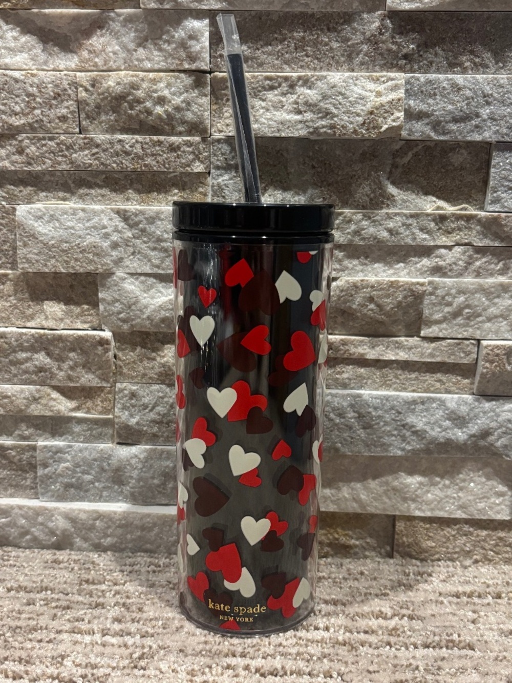 Kate Spade “Celebration Hearts” 20 oz Insulated Tumbler With Straw